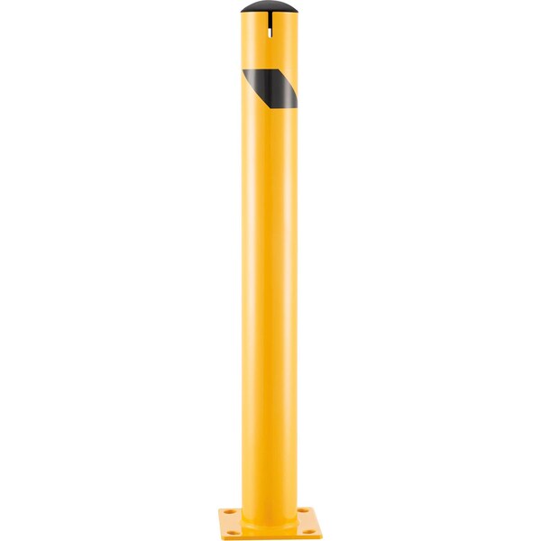 Global Industrial Steel Bollard w/Chain Slots & Removable Cap, 4-1/2Dia. x 42H, Yellow 670585 - main